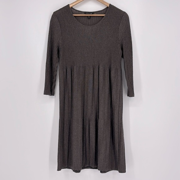 Eileen Fisher Wool Scoop Neck Dress Women’s Size Large in Gray / Brown Taupe EUC - Picture 2 of 9